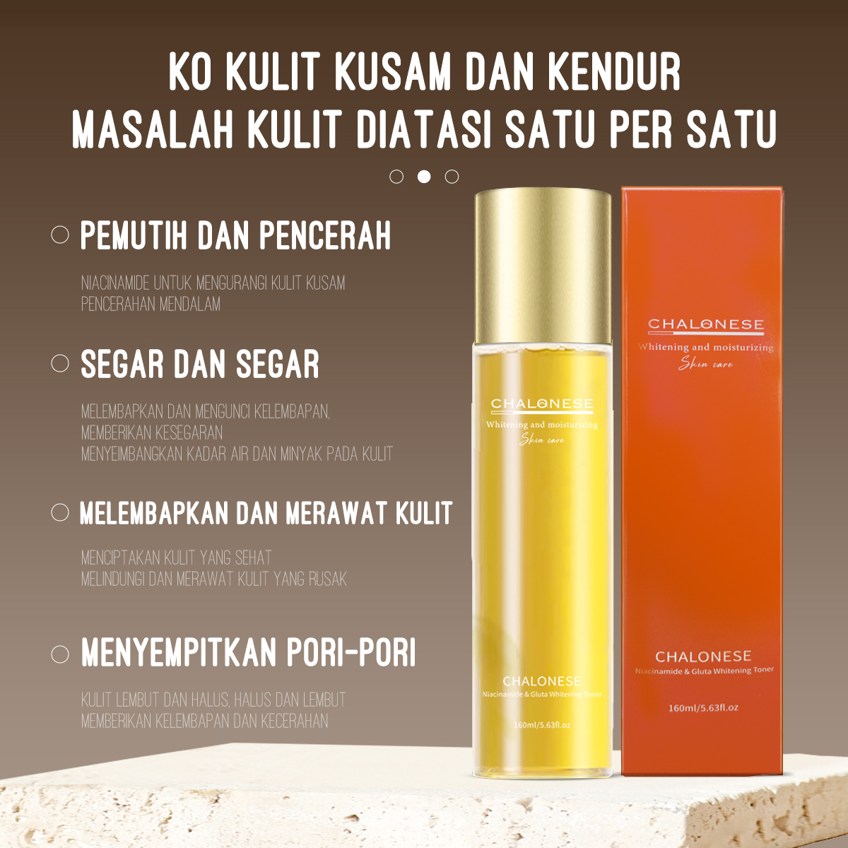 [Big Size 160ML] CHALONESE WHITENING MOISTURIZING TONER  Membantu Mengangkat Sisa Kotoran di Wajah dan Sel Kulit Mati BPOM