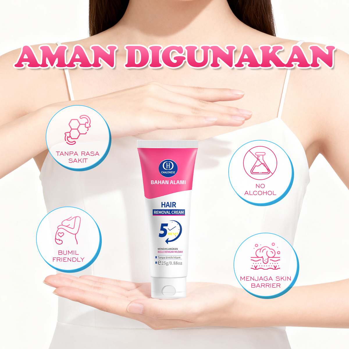 [CHALONESE] Hair Removal Cream Series 3 Kulit Halus Bebas Bulu. krim perontok bulu ketiak dan bulu lainnya. krim waxing yang mencerahkan kulit perontok bulu tanpa iritasi membersihkan bulu tanpa rasa sakit.