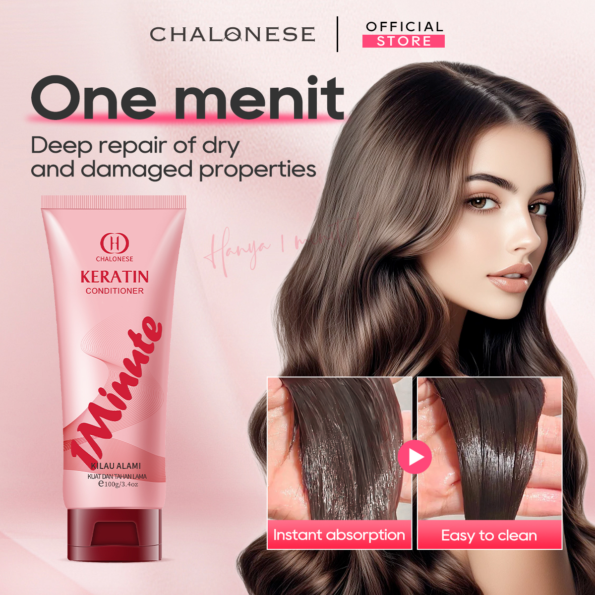 CHALONESE Keratin Conditioner Silky Scented Hair Mask 100gr Rambut Sehat Berkilau 8DHyaluronicacid Anti lepek Dengan Keratin Vitamin & Moisturizer