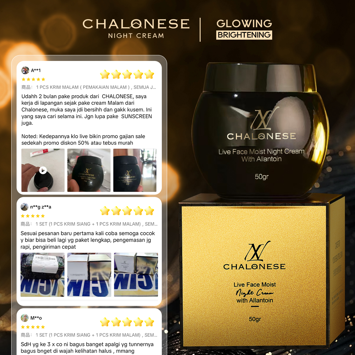 [CHALONESE] MOISTURIZING NIGHT CREAM 50gr Dapat Membantu Kult Lebih Sehat dan Cerah dengan Perawatan di Malam Hari BPOM