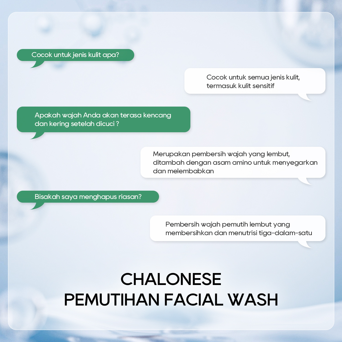 CHALONESE BRIGHTENING FACIALWASH SERIES Membantu Mengangkat Sel Kulit Mati dan Minyak di Wajah serta Membantu Melembabkan Kulit Wajah