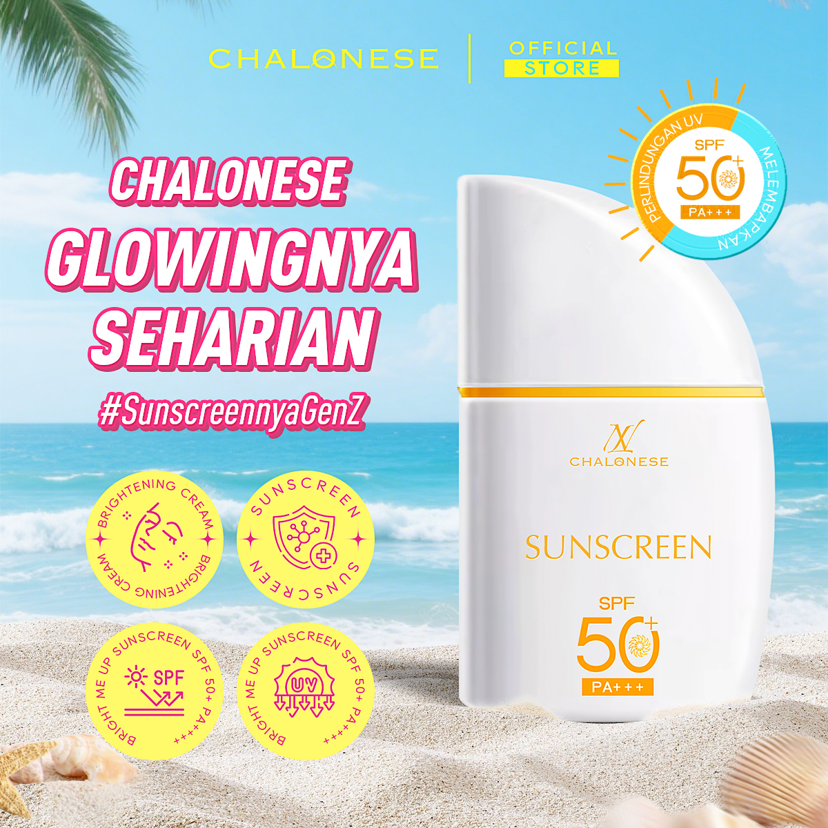 [CHALONESE] SUNSCREEN MOISTURIZER 2 SPF 50 PA ++++ Membantu Melindungi Wajah dari Paparan Sinar Matahari dan Membuat Wajah Tidak Kering