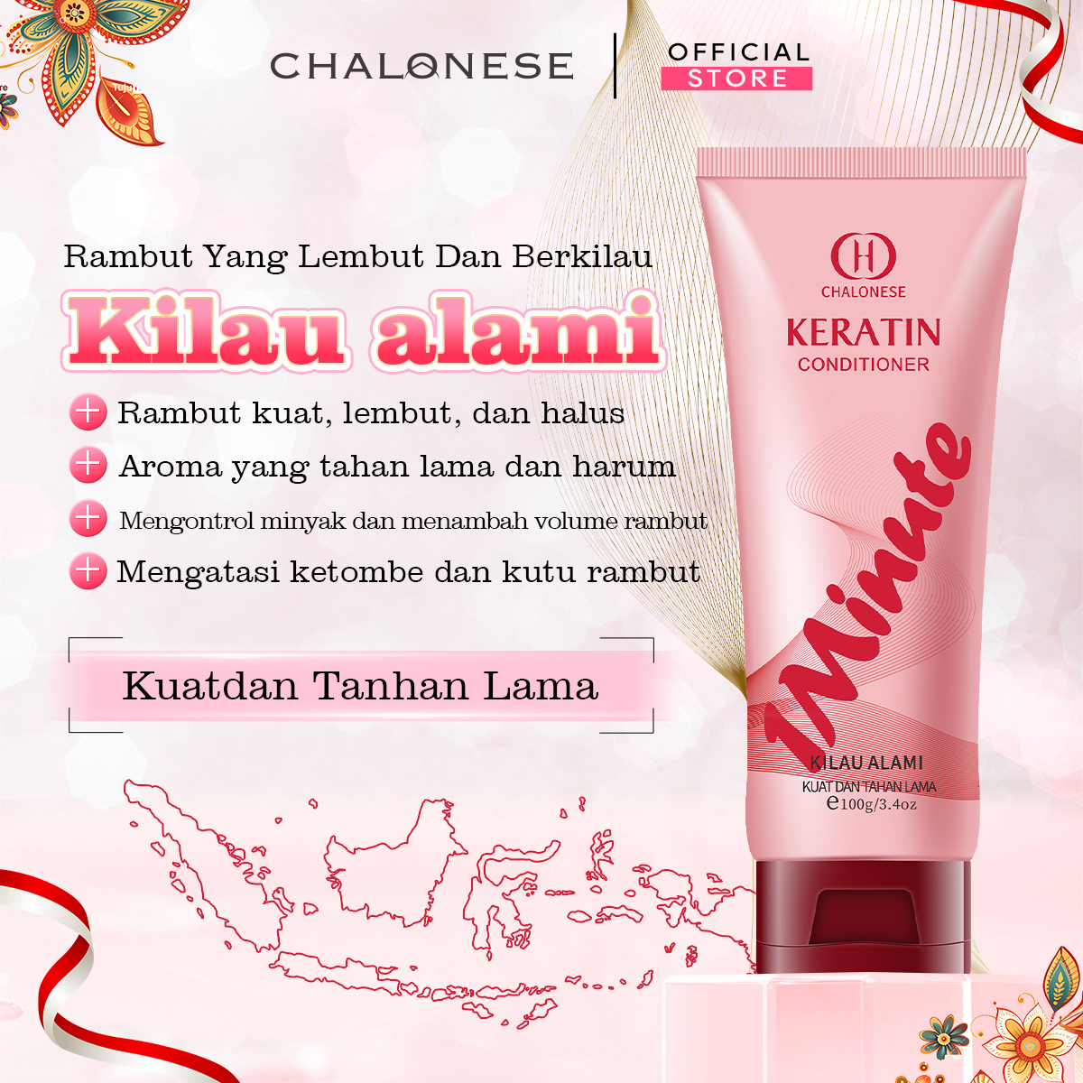 CHALONESE Keratin Conditioner Silky Scented Hair Mask 100gr Rambut Sehat Berkilau 8DHyaluronicacid Anti lepek Dengan Keratin Vitamin & Moisturizer