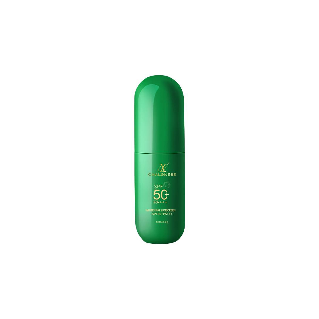 CHALONESE Whitening Sunscreen SPF 50+ PA+++ Sunscreen Wajah untuk Membantu Melindungi Kulit dari Paparan Sinar Matahari UVA UVB dengan Tekstur Ringan dan Nyaman