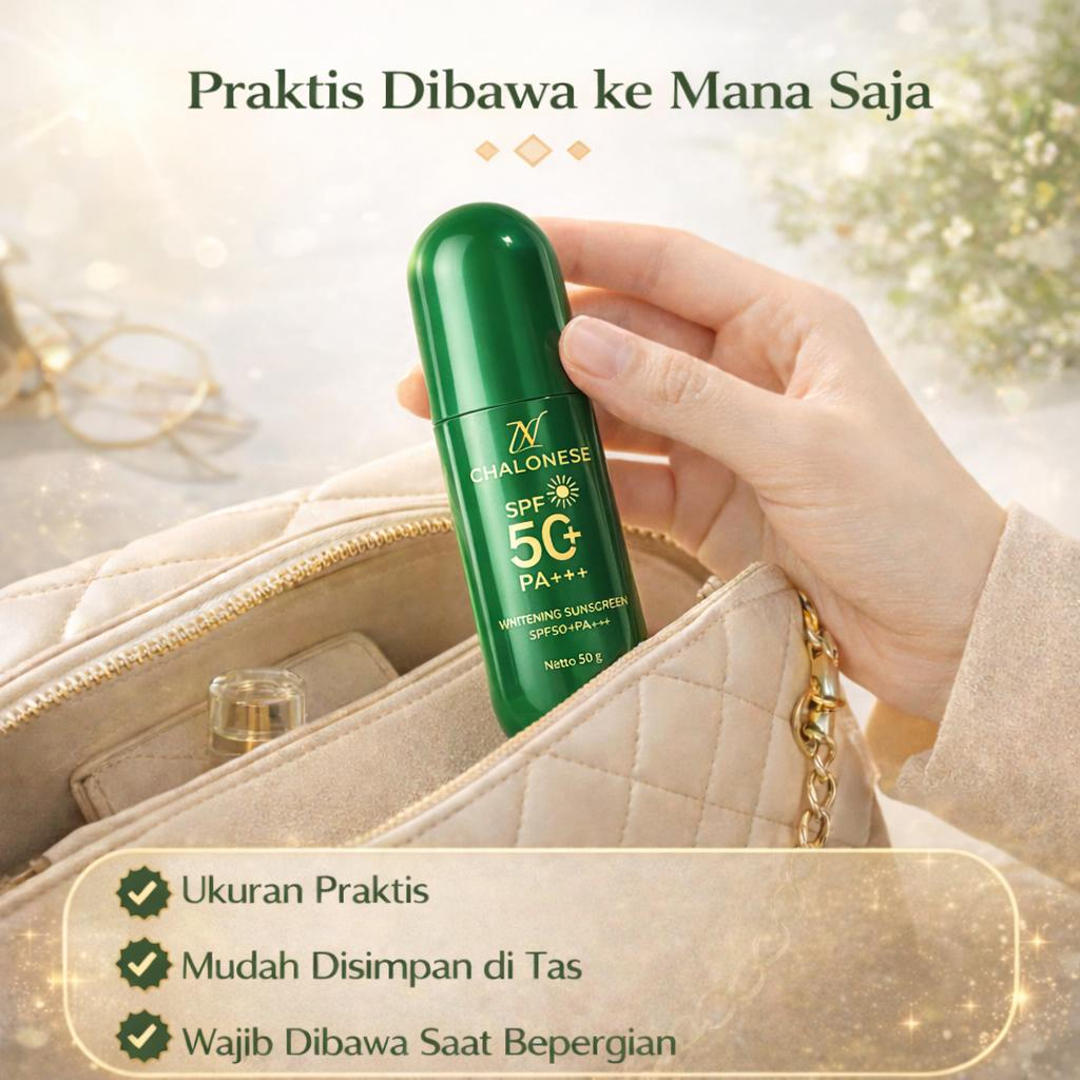 CHALONESE Whitening Sunscreen SPF 50+ PA+++ Sunscreen Wajah untuk Membantu Melindungi Kulit dari Paparan Sinar Matahari UVA UVB dengan Tekstur Ringan dan Nyaman