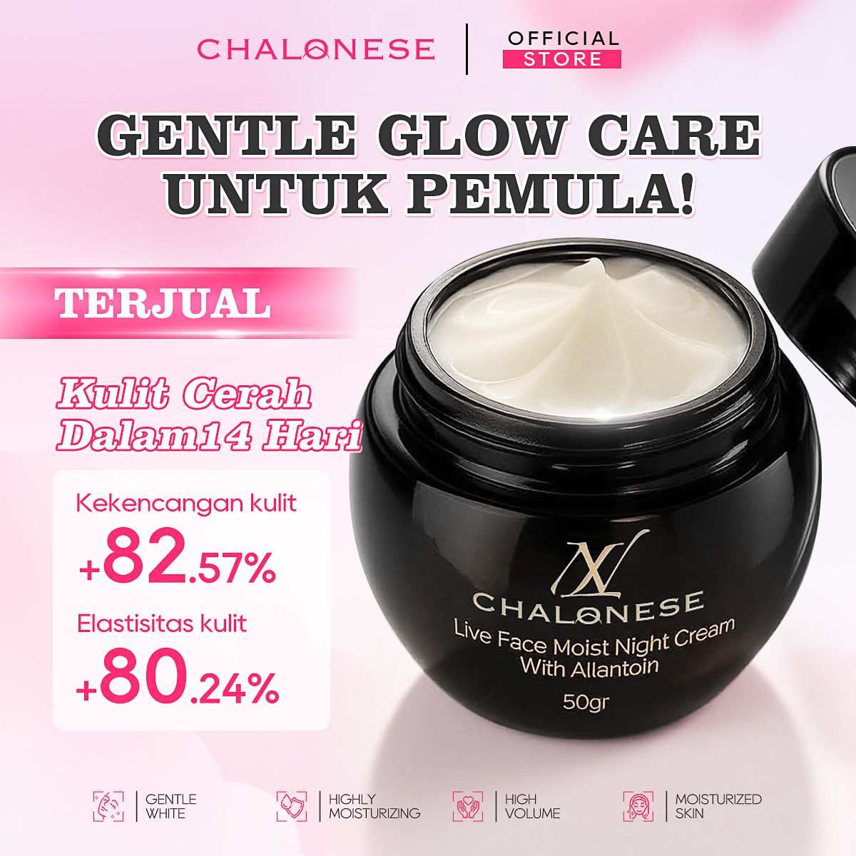 [CHALONESE] MOISTURIZING NIGHT CREAM 50gr Dapat Membantu Kult Lebih Sehat dan Cerah dengan Perawatan di Malam Hari BPOM