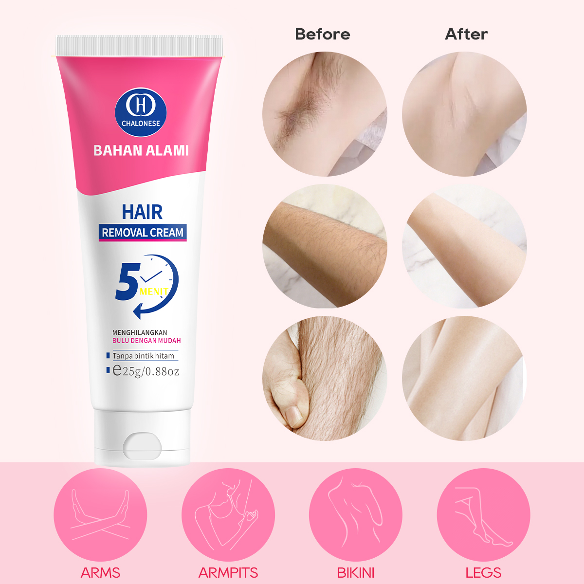 [CHALONESE] Hair Removal Cream Series 3 Kulit Halus Bebas Bulu. krim perontok bulu ketiak dan bulu lainnya. krim waxing yang mencerahkan kulit perontok bulu tanpa iritasi membersihkan bulu tanpa rasa sakit.