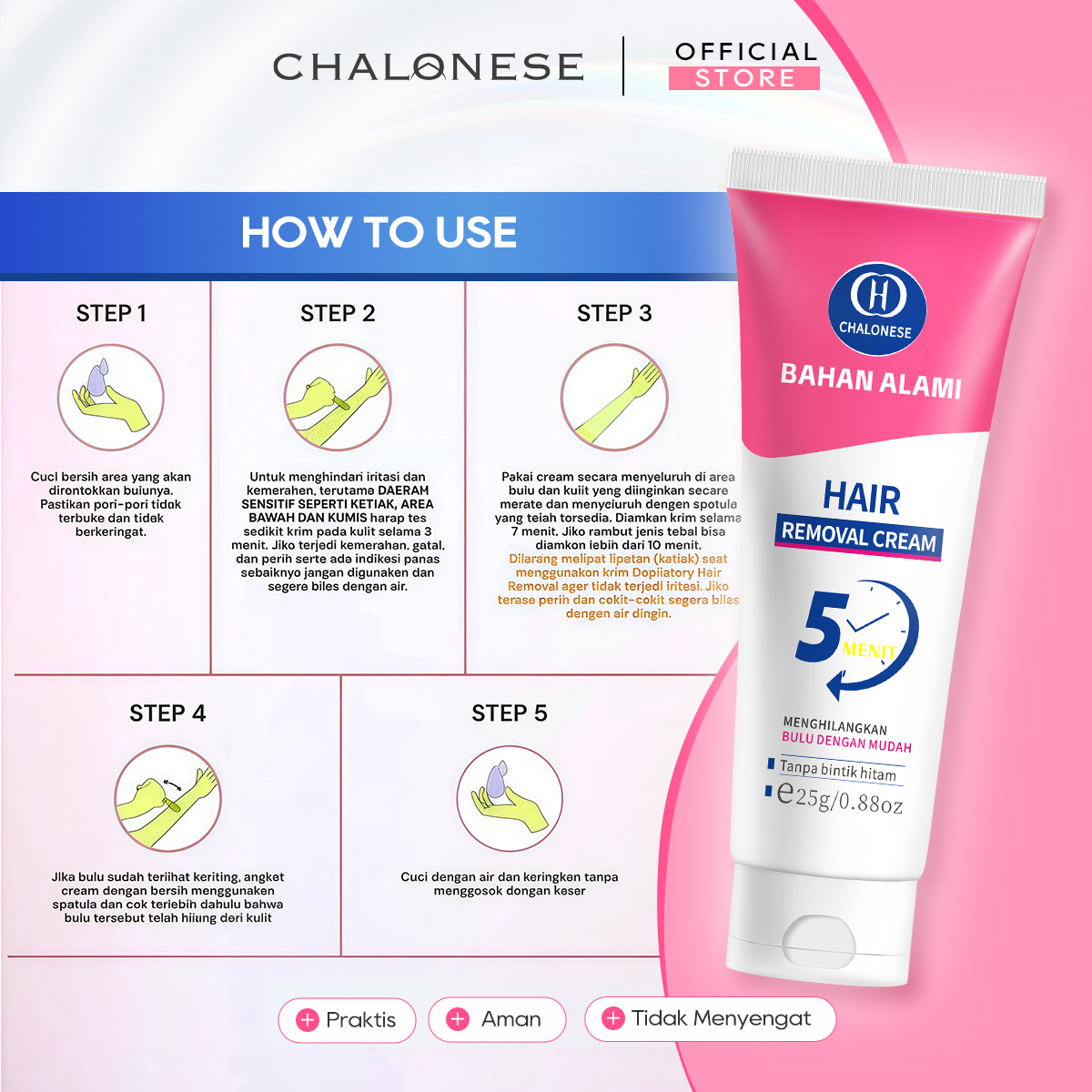 [CHALONESE] Hair Removal Cream Series 3 Kulit Halus Bebas Bulu. krim perontok bulu ketiak dan bulu lainnya. krim waxing yang mencerahkan kulit perontok bulu tanpa iritasi membersihkan bulu tanpa rasa sakit.