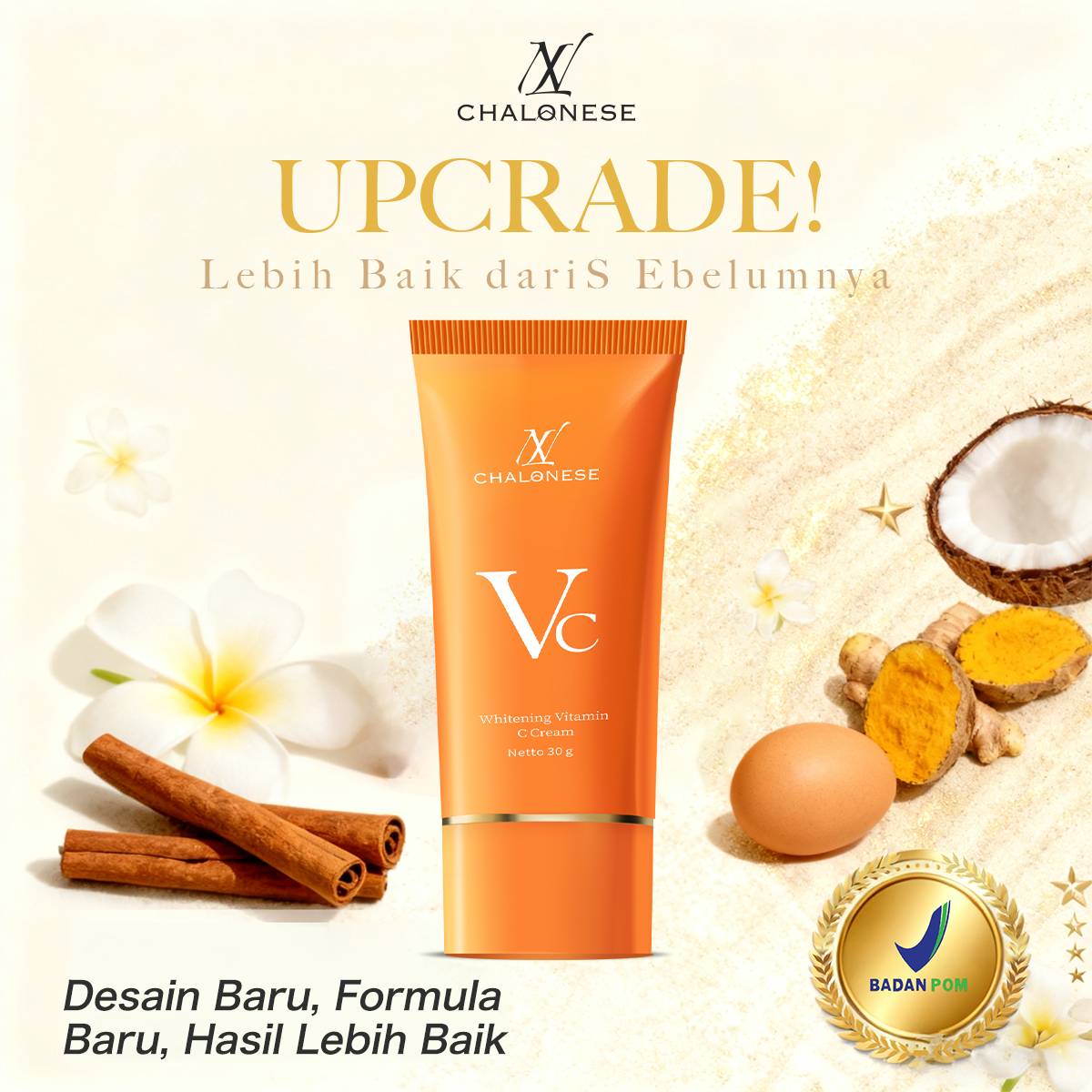 【New Packaging】CREAM VITAMIN C PELEMBAB WAJAH 30gr Dapat Membantu Memudarkan Flex Hitam dan Membuat Wajah Terlihat Lebih Sehat dan Lembab