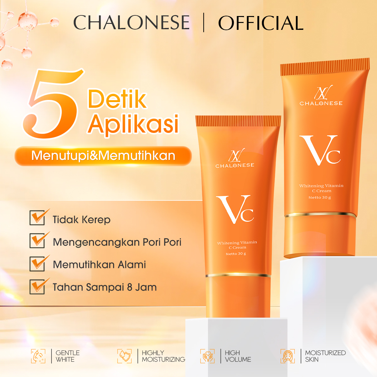 【New Packaging】CREAM VITAMIN C PELEMBAB WAJAH 30gr Dapat Membantu Memudarkan Flex Hitam dan Membuat Wajah Terlihat Lebih Sehat dan Lembab