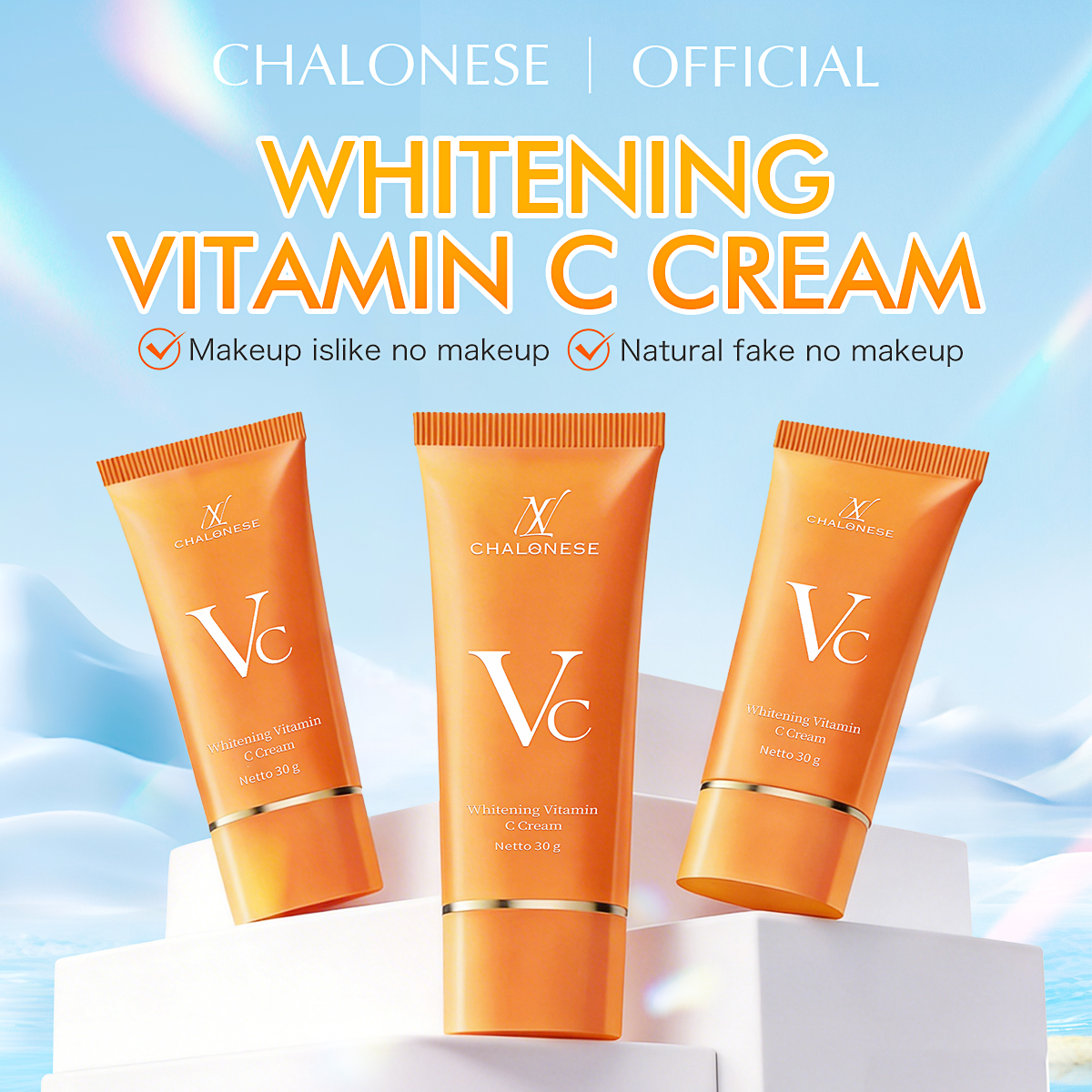 【New Packaging】CREAM VITAMIN C PELEMBAB WAJAH 30gr Dapat Membantu Memudarkan Flex Hitam dan Membuat Wajah Terlihat Lebih Sehat dan Lembab