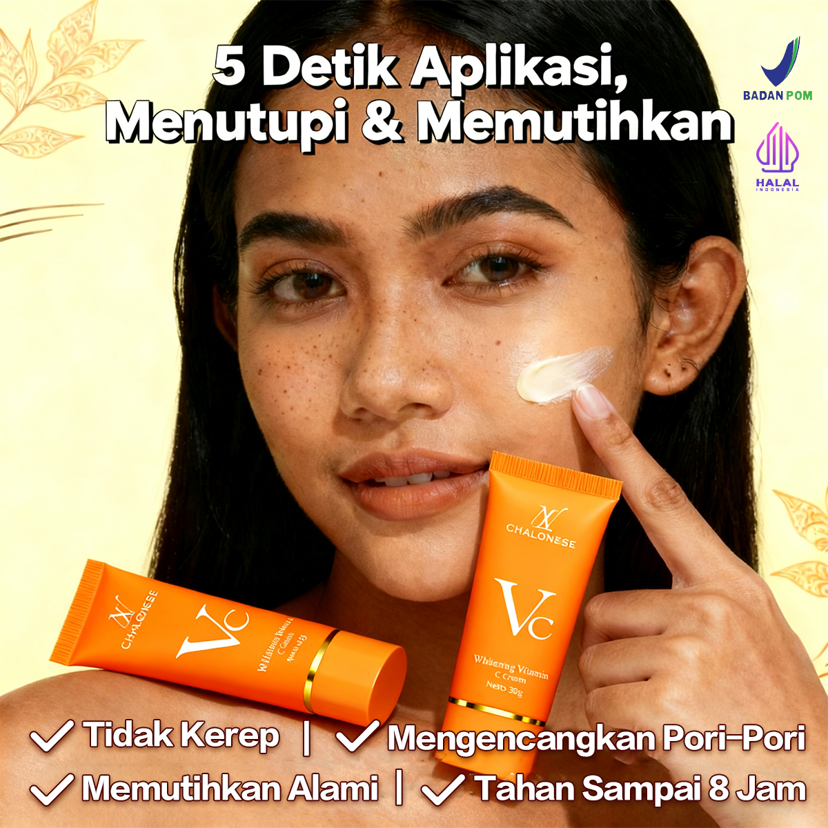 【New Packaging】CREAM VITAMIN C PELEMBAB WAJAH 30gr Dapat Membantu Memudarkan Flex Hitam dan Membuat Wajah Terlihat Lebih Sehat dan Lembab