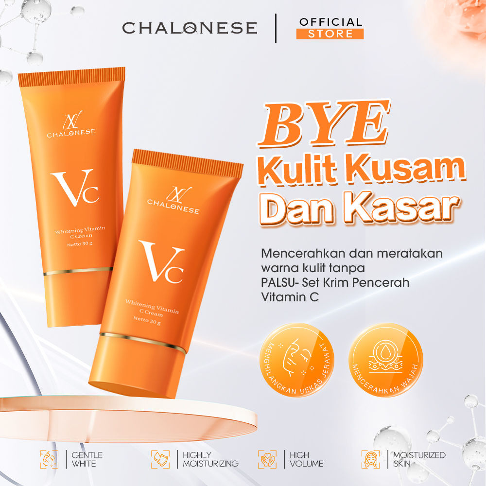 【New Packaging】CREAM VITAMIN C PELEMBAB WAJAH 30gr Dapat Membantu Memudarkan Flex Hitam dan Membuat Wajah Terlihat Lebih Sehat dan Lembab