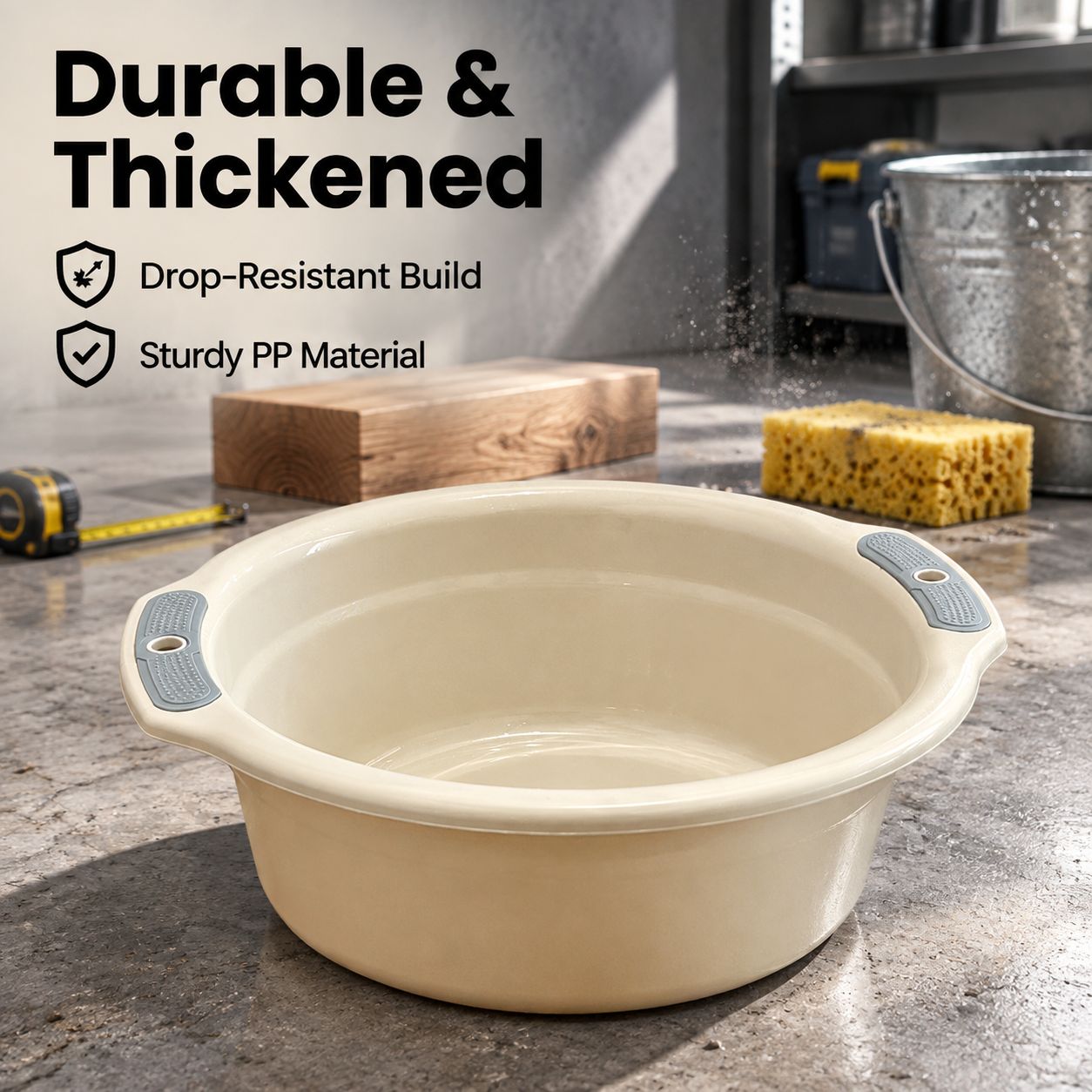 Two-tone household basin with handle