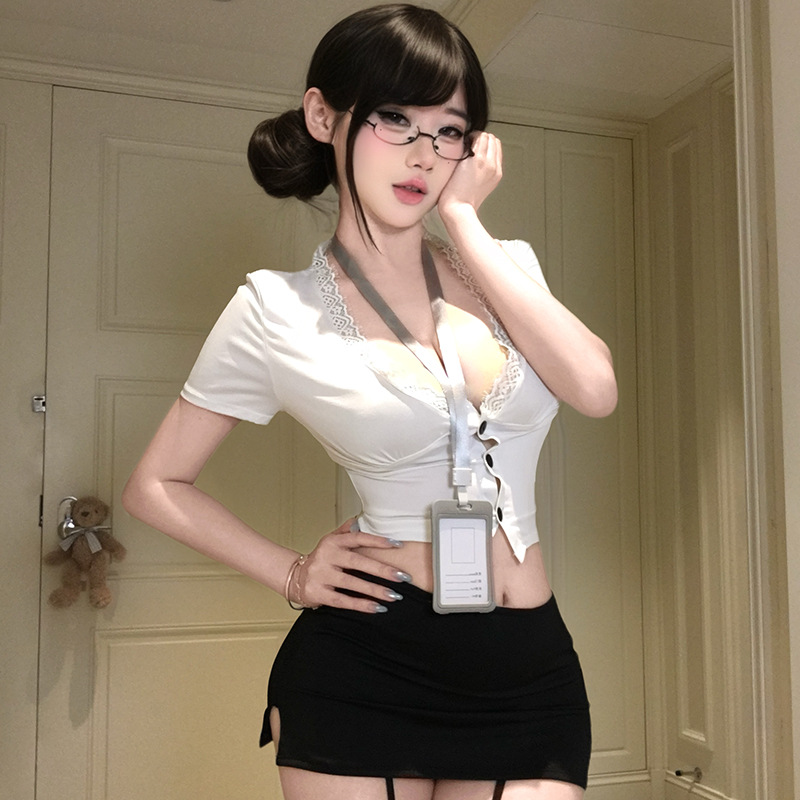 職場OL禁慾cos秘書套裝制服誘惑性感調情可撕情趣內衣免脫
