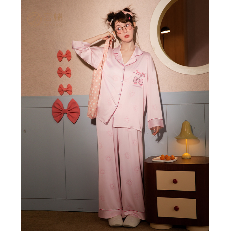 瑪麗貓圖案冰雪絲長袖女款睡衣|春秋居家服 商品圖片 2