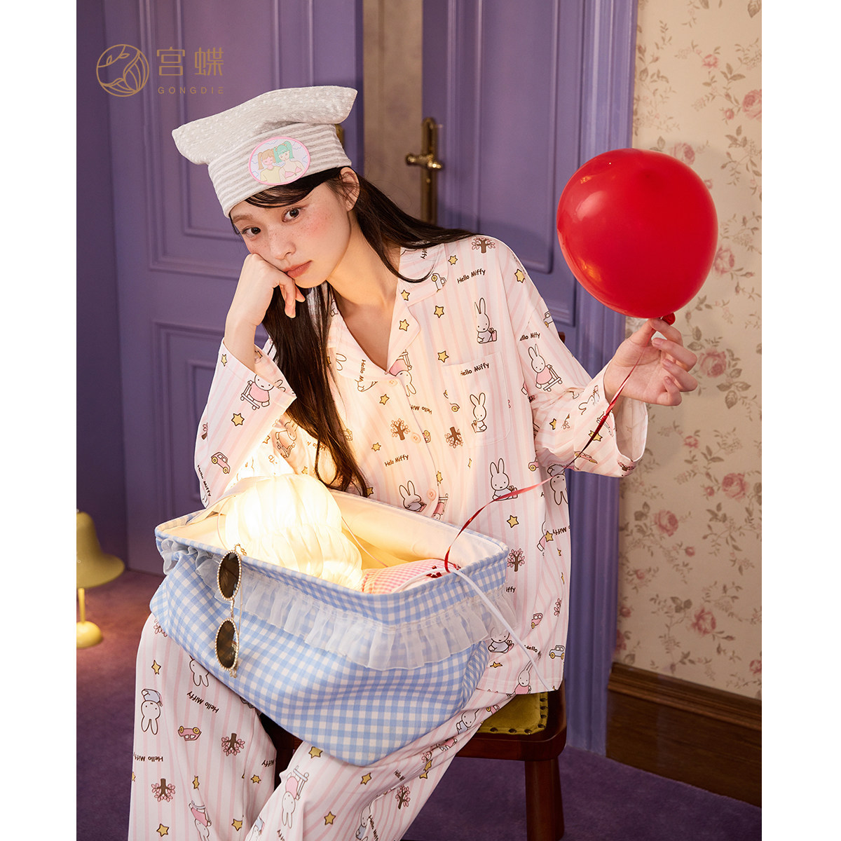 米菲圖案翻領棉質睡衣｜春秋女款長袖居家套裝－商品圖片 5