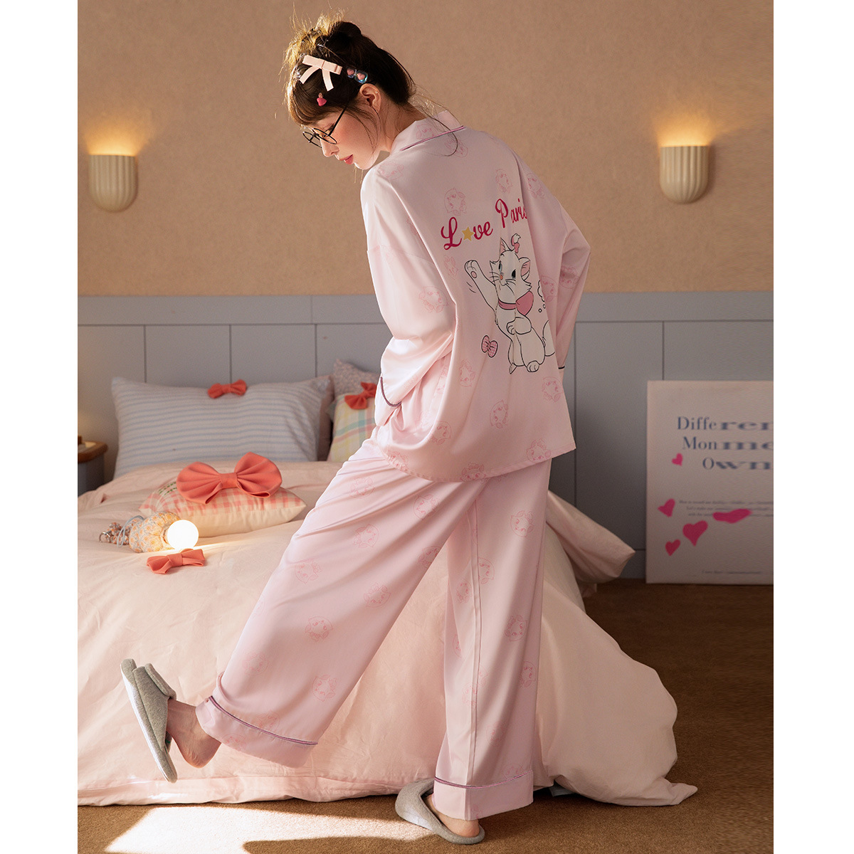 瑪麗貓圖案冰雪絲長袖女款睡衣｜春秋居家服－商品圖片 3