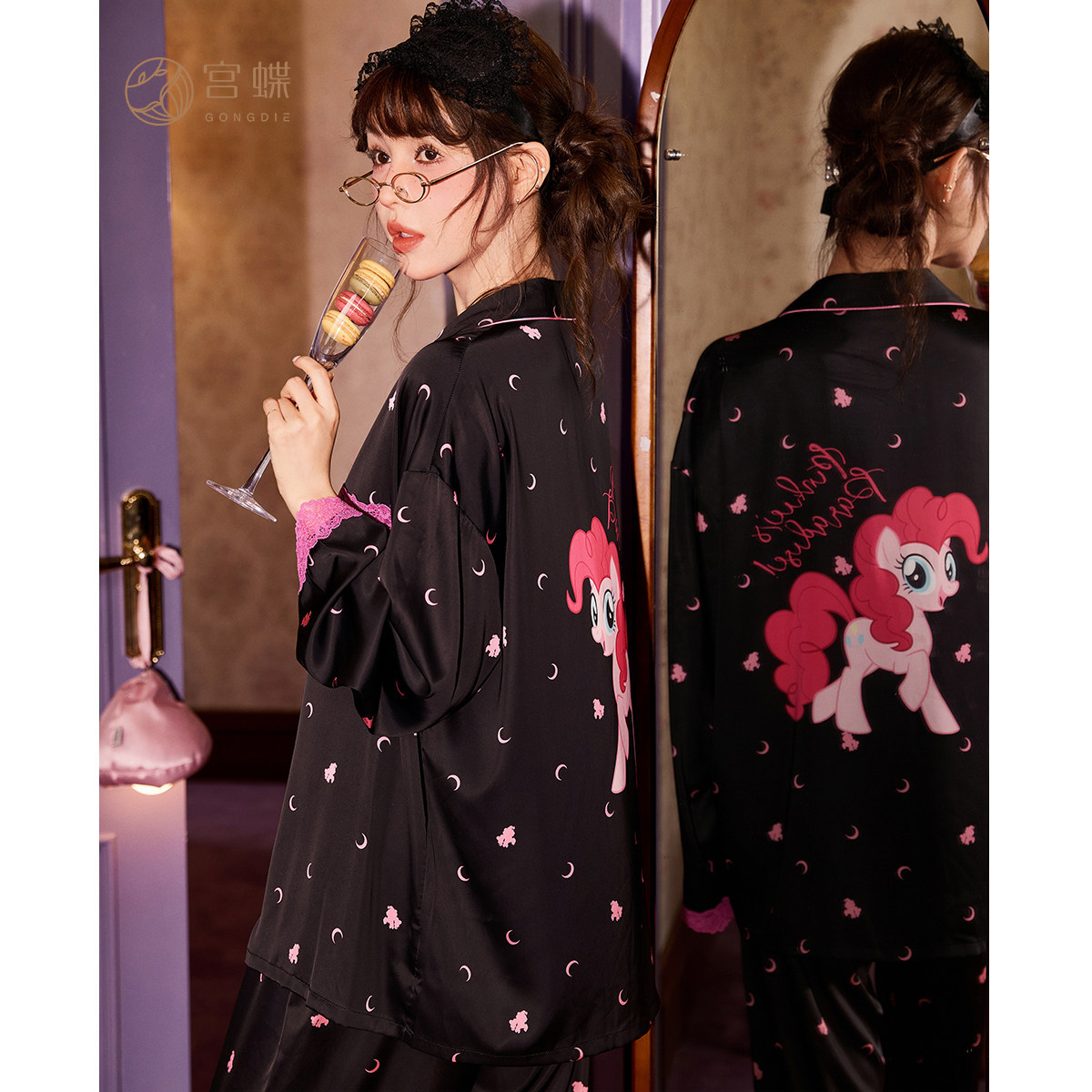 小馬寶莉圖案冰雪絲長袖睡衣｜春秋女款居家套裝－商品圖片 3