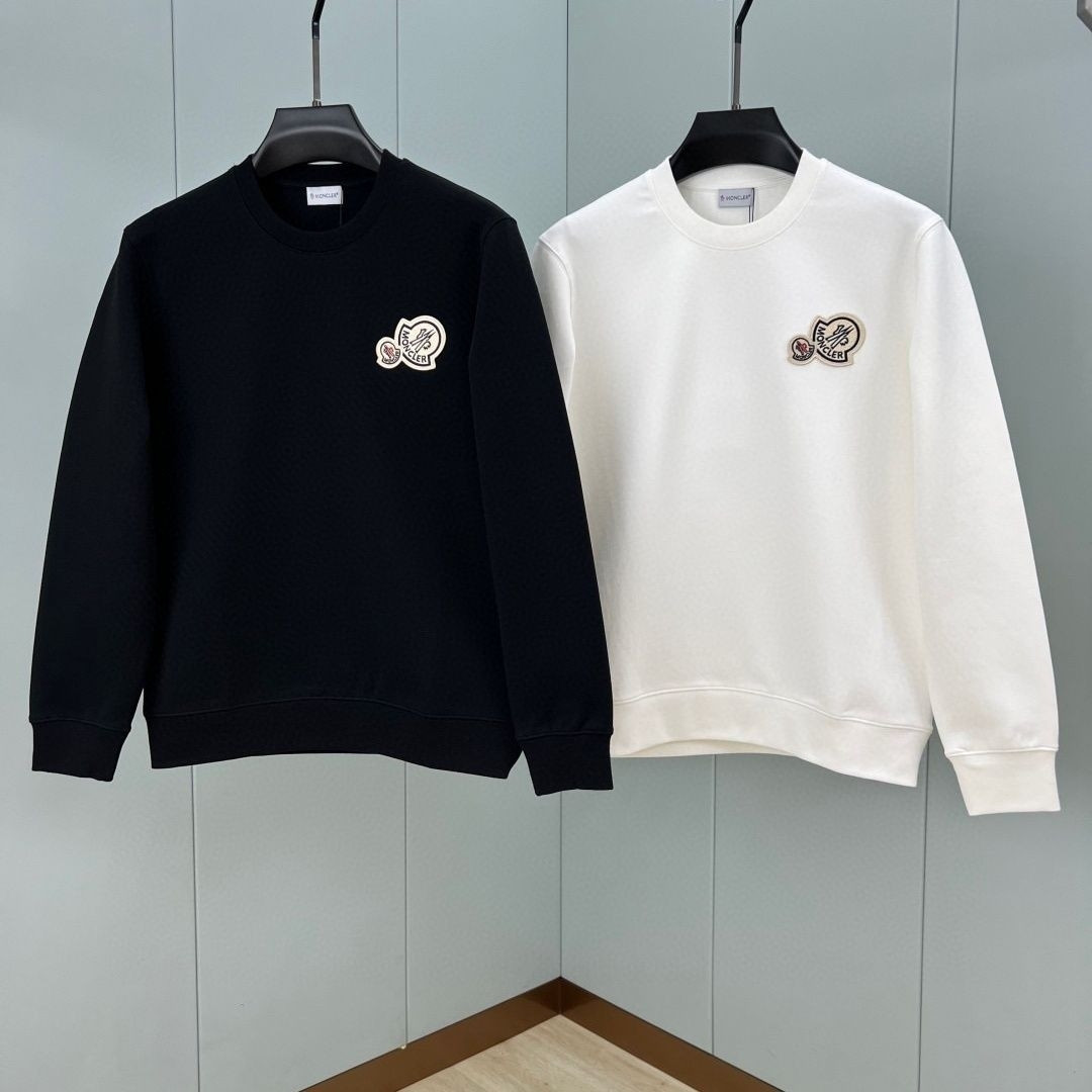 MONCLER モンクレール ダブルワッペン クルーネックスウェット 長袖 ロゴパッチ メンズ カジュアル トップス