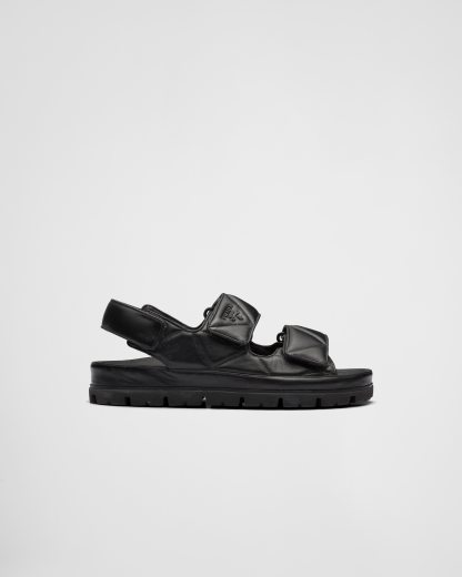 □PRADA□プラダ ロゴ ナッパ レザー サンダル キルティング 靴