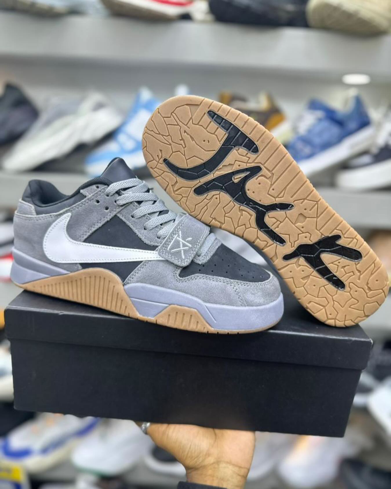 [Copy]TRAVIS SCOTT X JORDAN CUT THE CHECK GRAY & WHITE.🌵🔥