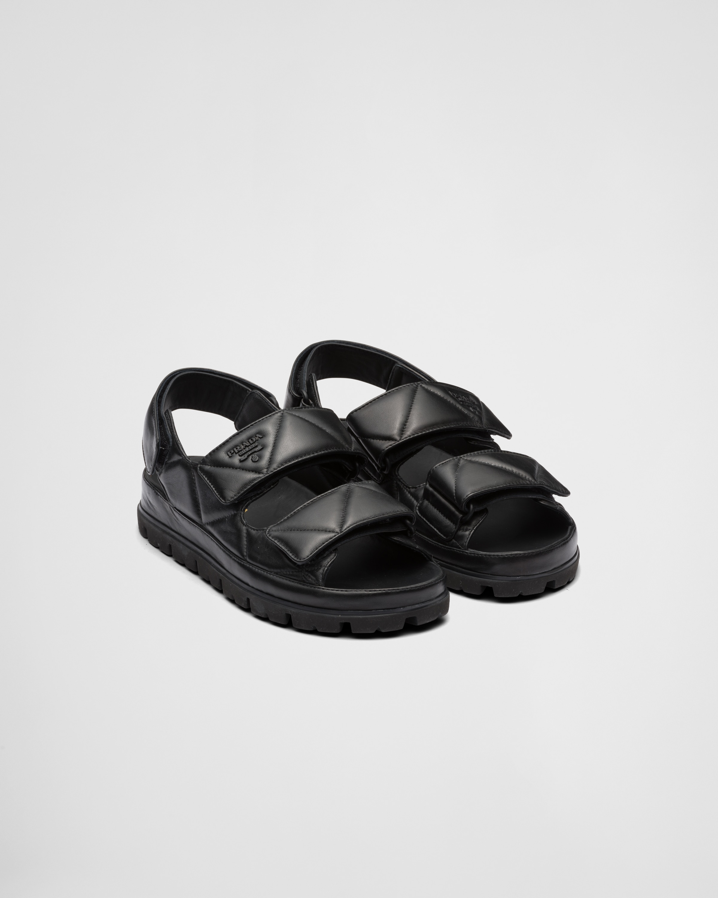 □PRADA□プラダ ロゴ ナッパ レザー サンダル キルティング 靴