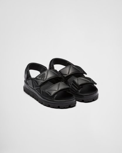 □PRADA□プラダ ロゴ ナッパ レザー サンダル キルティング 靴