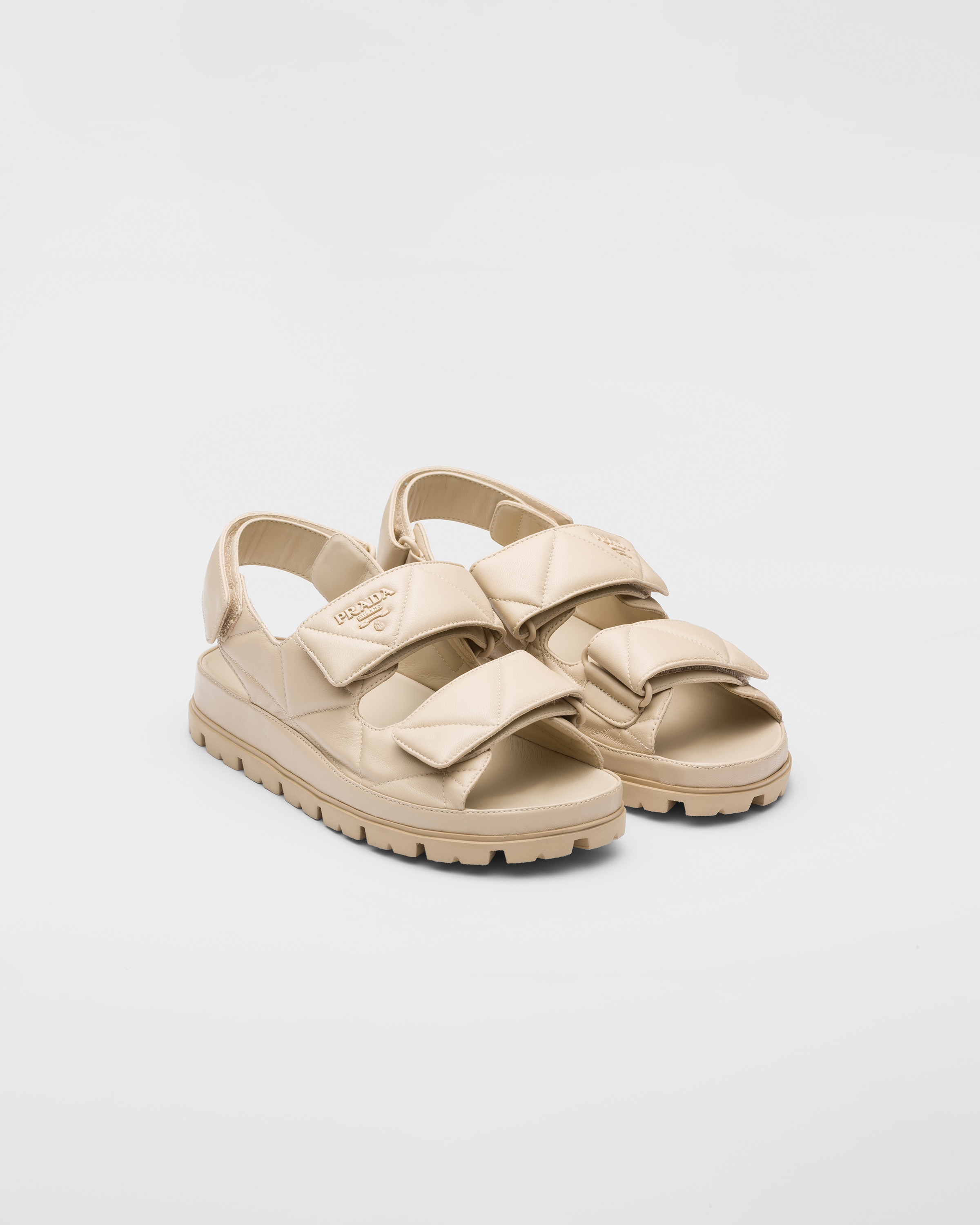 □PRADA□プラダ ロゴ ナッパ レザー サンダル キルティング 靴