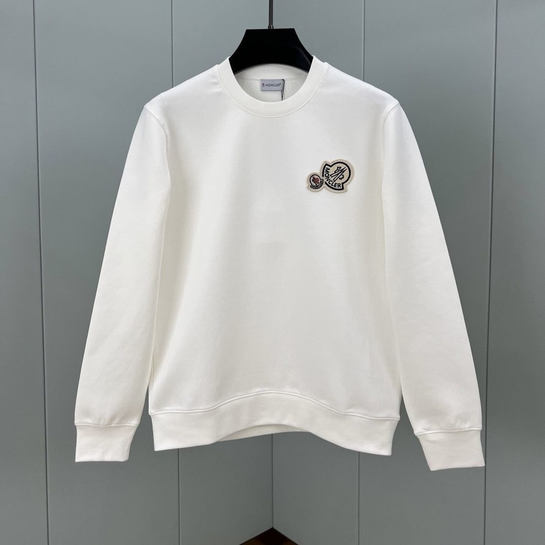 MONCLER モンクレール ダブルワッペン クルーネックスウェット 長袖 ロゴパッチ メンズ カジュアル トップス