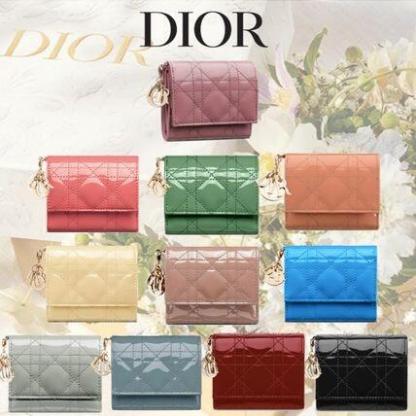 Dior ディオール LADY DIOR ロータスウォレット ミニ財布 三折り