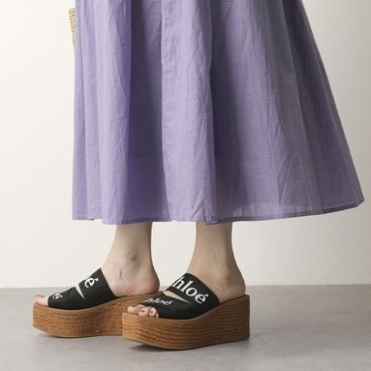Chloe ウェッジミュール サンダル CHC21U44908 WOODY 厚底