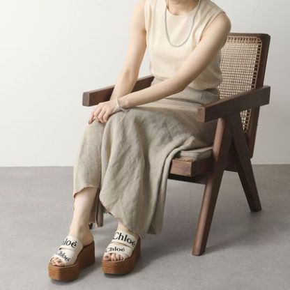Chloe ウェッジミュール サンダル CHC21U44908 WOODY 厚底