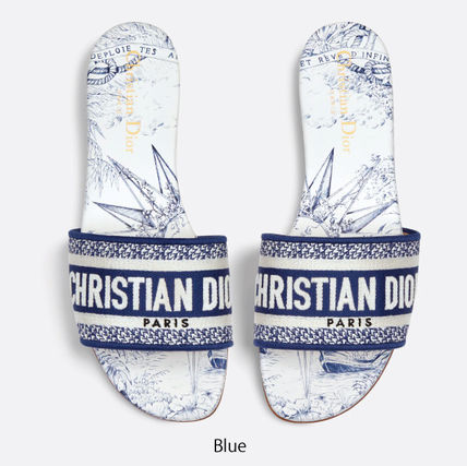 【DIOR】ディオール DWAY コットン 刺繍サンダル