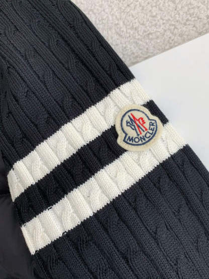 Moncler Padded Wool Zip-Up Cardigan Black/Dark Gray モンクレール パッド入りウール ジップアップ カーディガン ブラック/ダークグレー