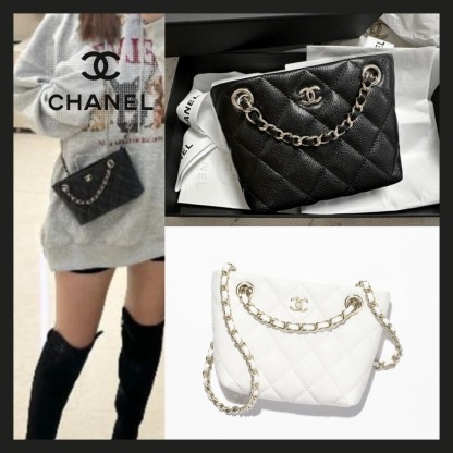 25C【関税なし】CHANEL クラシック チェーンクラッチ ミニ 白黒