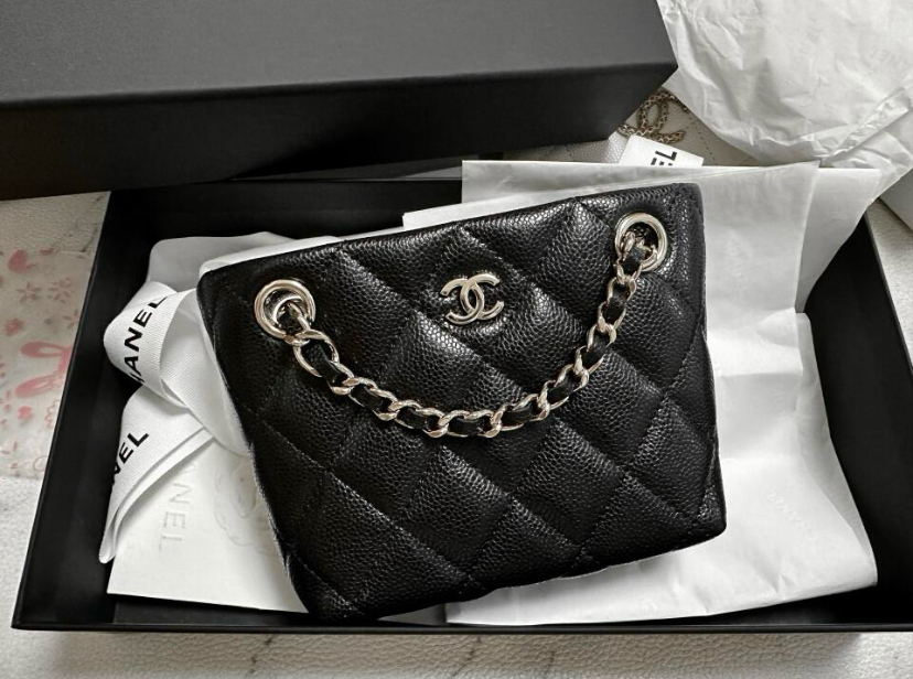 25C【関税なし】CHANEL クラシック チェーンクラッチ ミニ 白黒