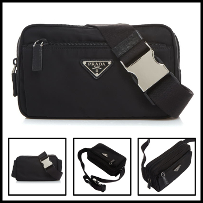 ★送料関税込★PRADA Re-Nylon サフィアーノレザー ボディバッグ