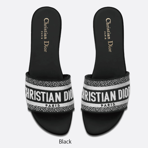 【DIOR】ディオール DWAY コットン 刺繍サンダル
