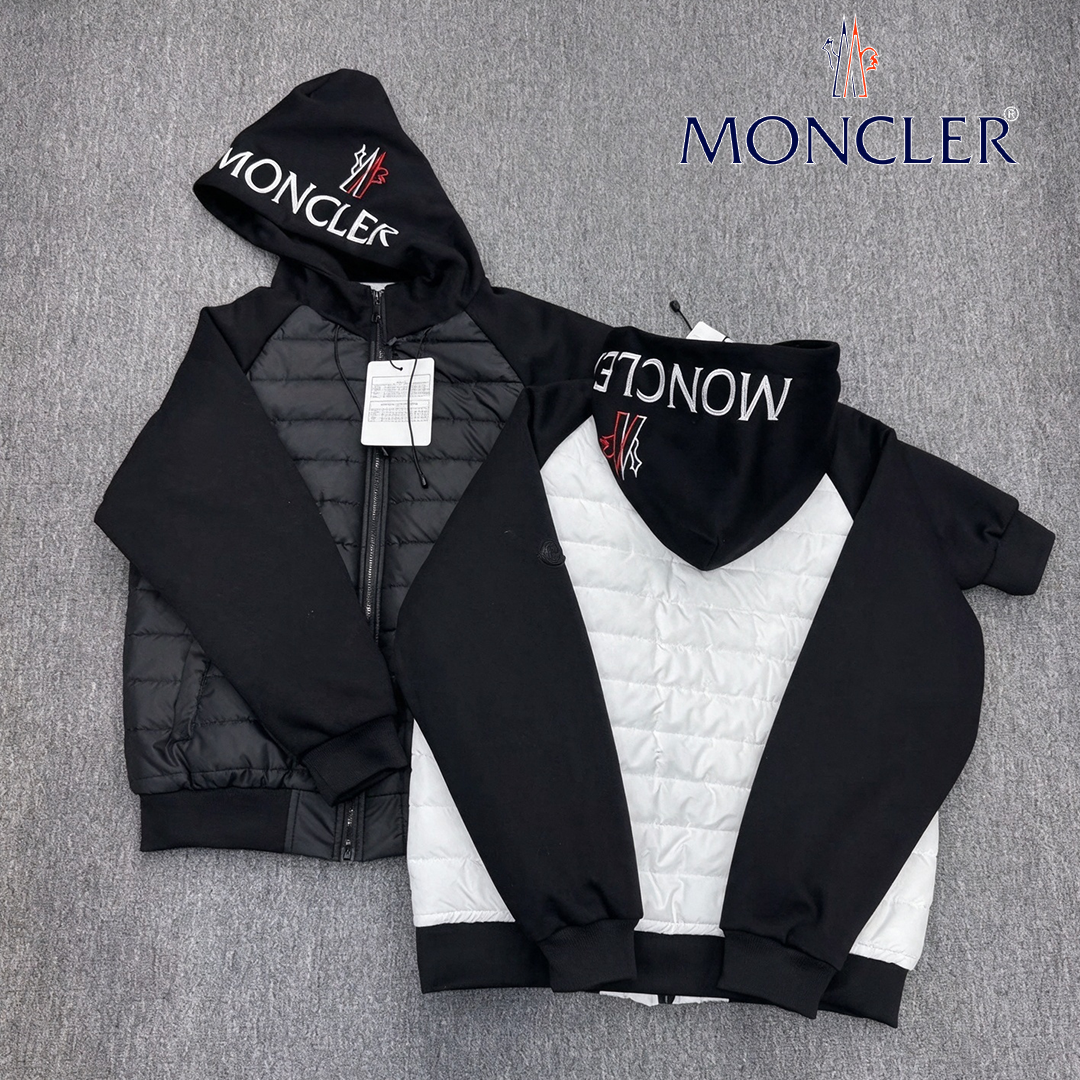MONCLER モンクレール パーカー 切替 中綿ジャケット フード付き 刺繍ロゴ メンズ アウター 薄手 保温 カジュアル