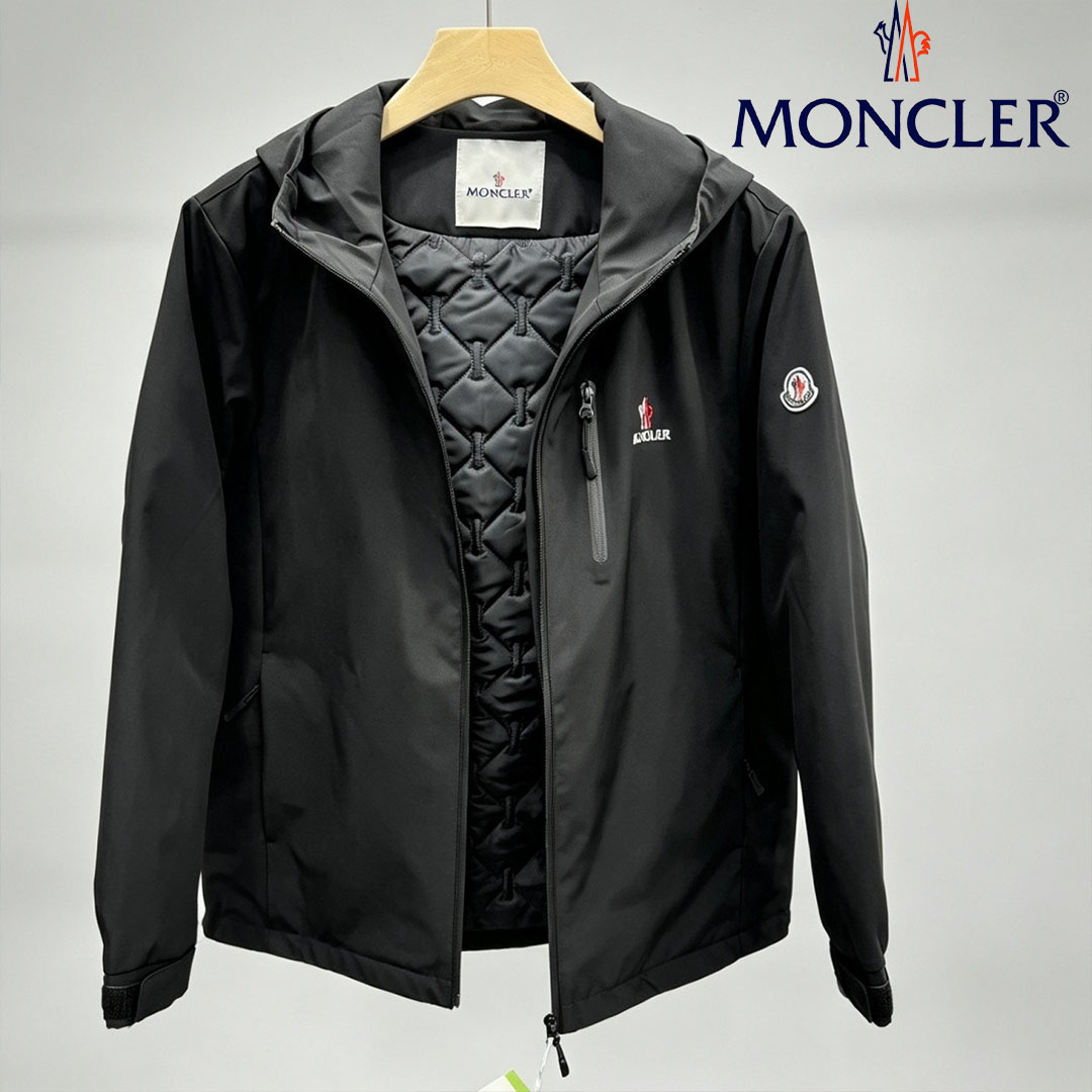MONCLER モンクレール フード付き 中綿ライナージャケット ロゴ刺繍 メンズ アウター 撥水加工 秋冬