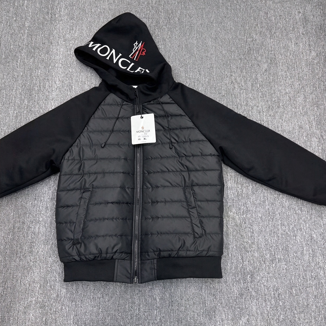 MONCLER モンクレール パーカー 切替 中綿ジャケット フード付き 刺繍ロゴ メンズ アウター 薄手 保温 カジュアル