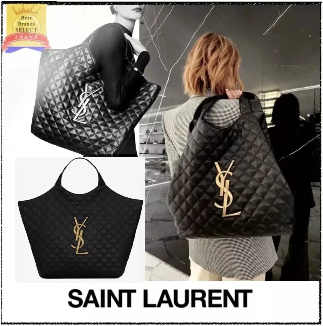 滝沢カレンさん【BLACKPINKROSE同じバッグ】SAINT LAURENTイカール マキシ ショッピングバッグ（ラムスキン／キルティング）
