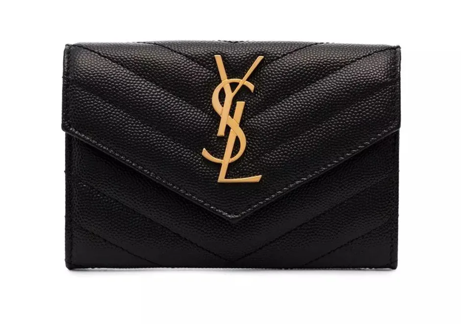 【SAINT LAURENT】モノグラム スモール エンベロープウォレット（グレイン ド プードル／エンボスレザー）