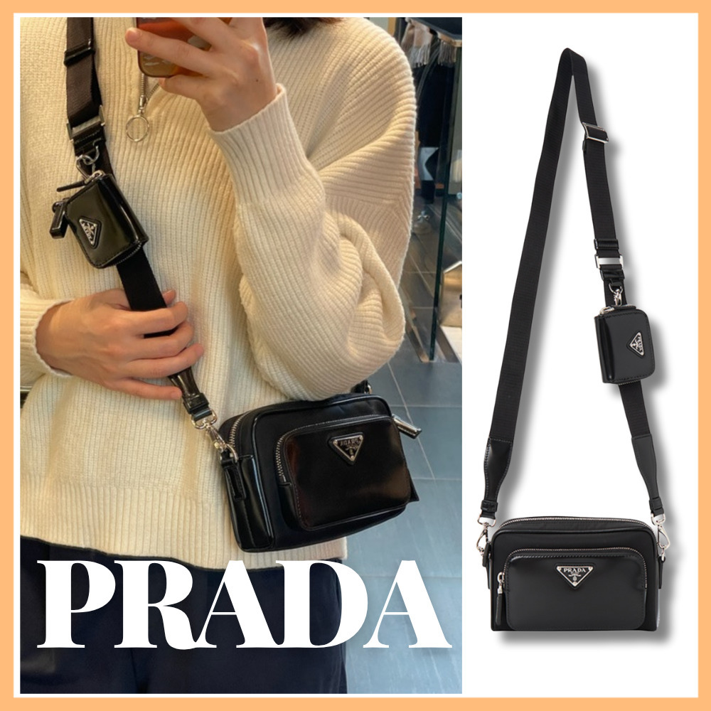 ♦PRADA♦Re-Nylon ブラッシュドレザークロスバッグ