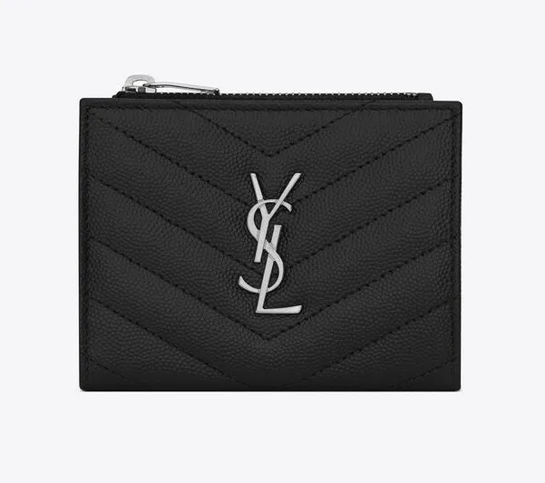 人気！★MONOGRAMブラックキルトレザージッパーのカードホルダーをテクスチャ