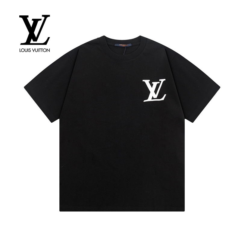 Louis Vuitton ルイヴィトン アルファベットチェック柄プリント 半袖Tシャツ 黒