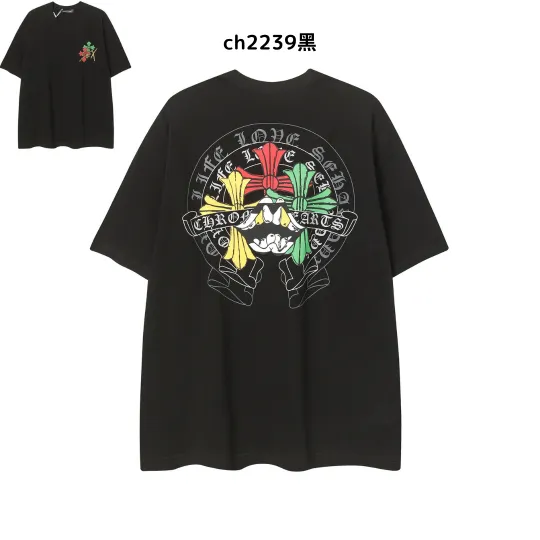 【2026新登場】クロムハーツChrome Hearts プリント刺繍Tシャツ特集 夏服 人気 男女兼用　綿100%