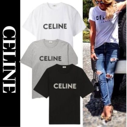 “CELINE”スタッズロゴプリント Tシャツ