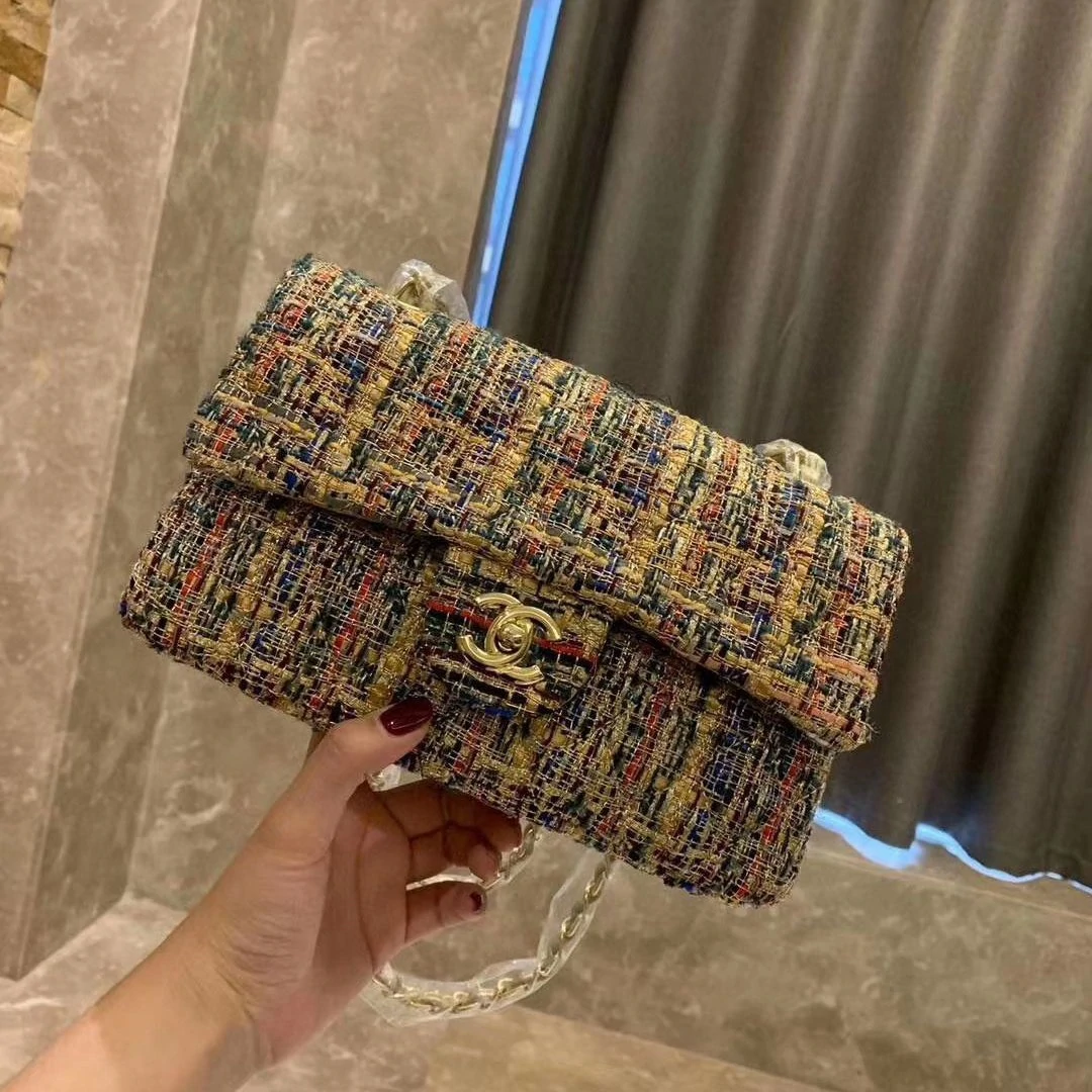 ★オシャレツイード【 CHANEL 】クラシック ハンドバッグ